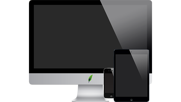 Afbeelding computer en tablet en telefoon in kleur op transparante achtergrond - 600 * 337 pixels